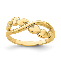 14k Polished w/ X Design Heart Band