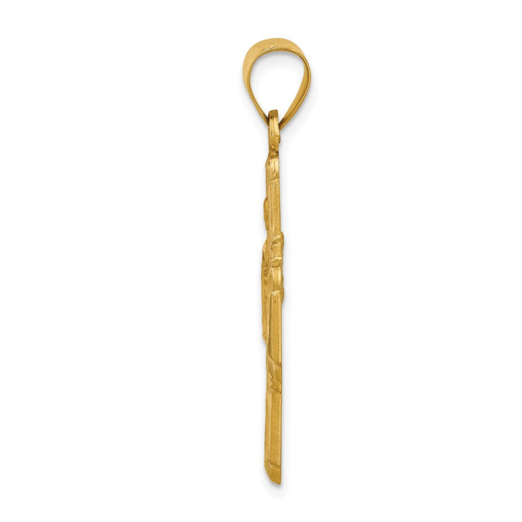 14k Polished and Satin Hollow Four-Way Religious Medal Pendant