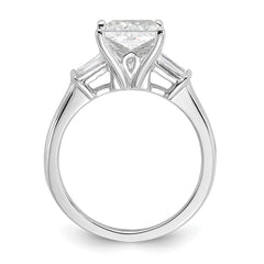 14k White Gold 1/2 carat Lab Grown Diamond VS+ F+ 1 1/2 carat Center Princess Semi Mount Three Stone Engagement Ring