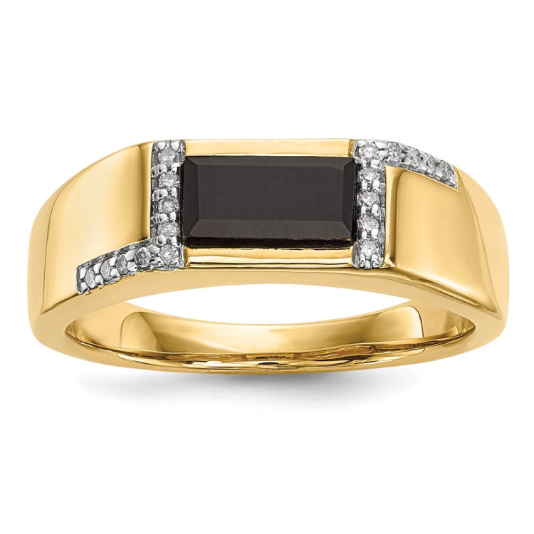 14k Onyx and Diamond Mens Ring