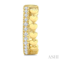 1/10 Ctw Single Cut Diamond Heart Petite Huggie Earrings in 10K Yellow Gold