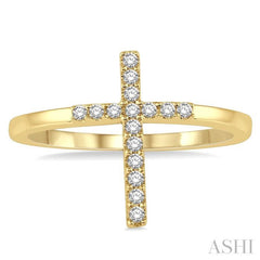 1/6 Ctw Cross Petite Round Cut Diamond Ring in 10K Yellow Gold
