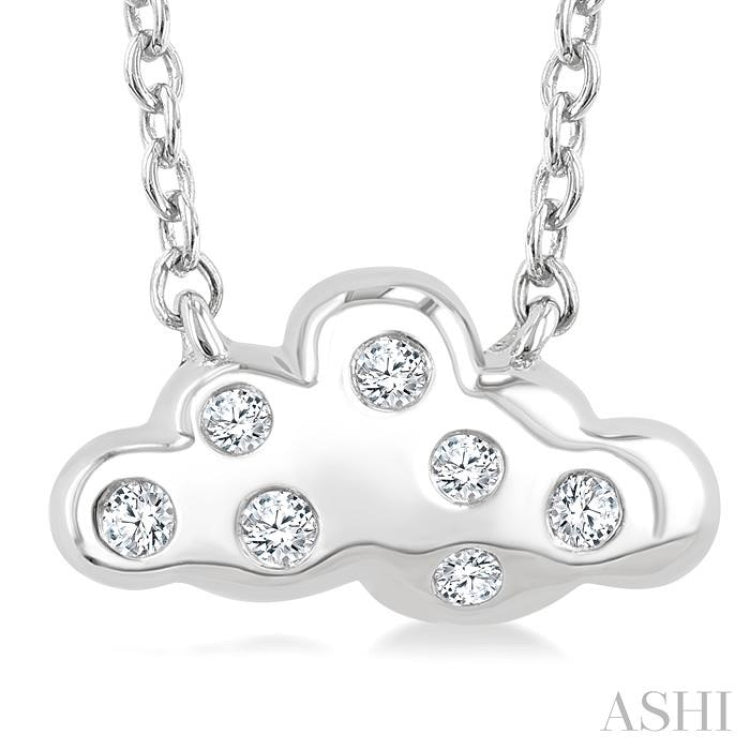 1/20 Ctw Cloud Single Cut Diamond Petite Fashion Pendant With Chain in 10K White Gold