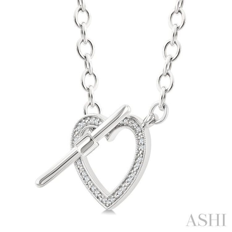 1/10 Ctw Heart Toggle Single Cut Diamond Fashion Necklace in Sterling Silver