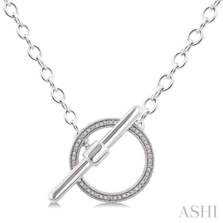 1/10 Ctw Circle Toggle Single Cut Diamond Fashion Necklace in Sterling Silver