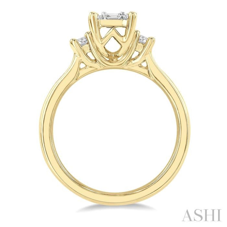 1/2 Ctw Fusion Baguette and Round Cut Diamond Engagement Ring in 14K Yellow and White Gold