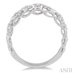 1/6 Ctw Round Cut Vintage Lattice Diamond Wedding Band in 14K White Gold
