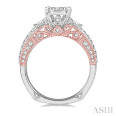 1 Ctw Diamond Lovebright Engagement Ring in 14K White and Rose Gold