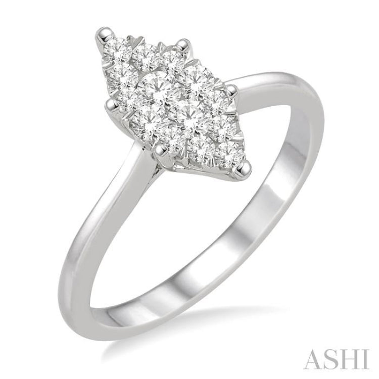 1/3 Ctw Marquise Shape Diamond Lovebright Ring in 14K White Gold