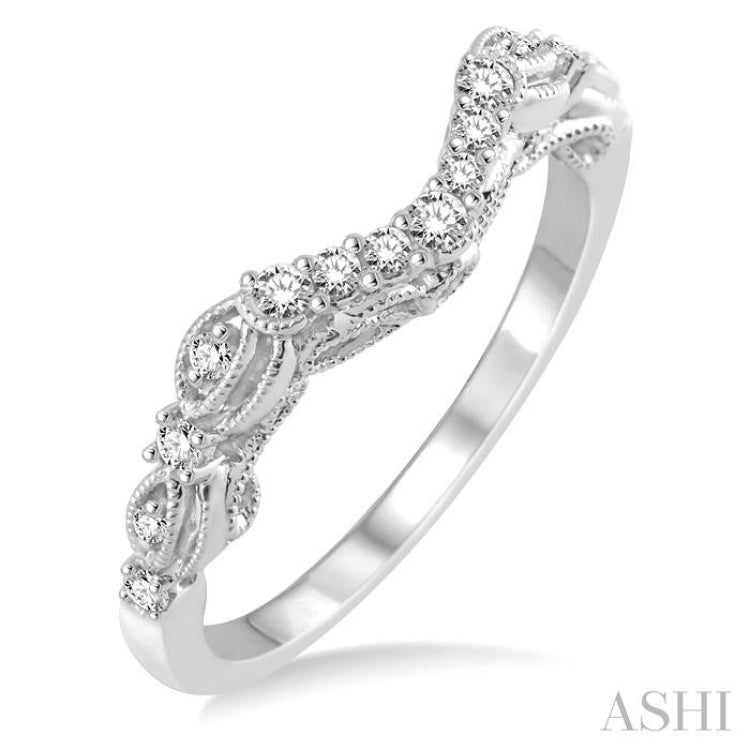 1/5 Ctw Round Cut Diamond Wedding Band in 14K White Gold