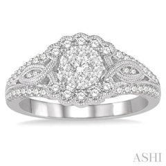 3/4 Ctw Diamond Lovebright Engagement Ring in 14K White Gold