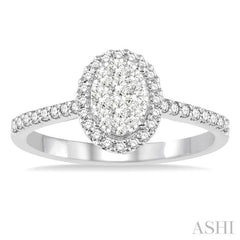 1/2 Ctw Oval Shape Diamond Lovebright Ring in 14K White Gold