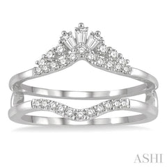 1/3 Ctw Tiara Baguette and Round Cut Diamond Insert Ring in 14K White Gold