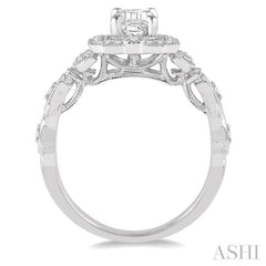 1/4 Ctw Lattice Semi-Mount Round Cut Diamond Engagement Ring in 14K White Gold