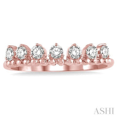 1/3 Ctw Lined Circular Mount Round Cut Diamond Fashion Stackable Band in 14K Rose Gold