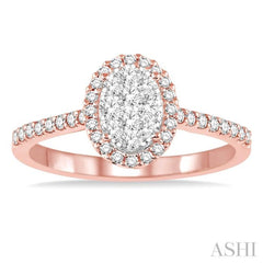 1/2 Ctw Oval Shape Diamond Lovebright Ring in 14K Rose and White Gold