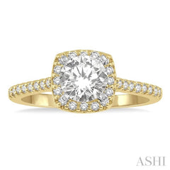 3/8 Ctw Diamond Ladies Engagement Ring with 1/4 Ct Round Cut Center Stone in 14K Yellow and White Gold