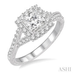 1/2 Ctw Round Diamond Semi-Mount Engagement Ring in 14K White Gold