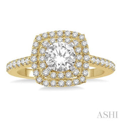 1/4 Ctw Round Cut Semi-Mount Diamond Engagement Ring in 14K Yellow and White Gold