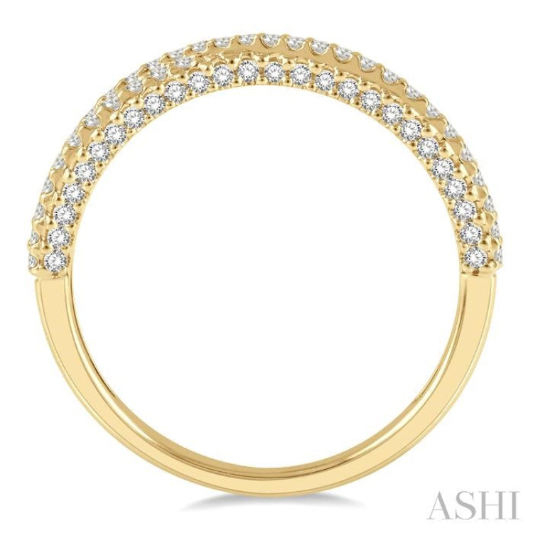 1/2 Ctw Split Criss-Cross Shank Round Cut Diamond Stackable Fashion Band in 14K Yellow Gold