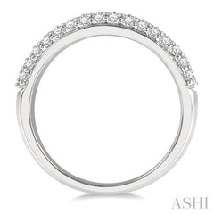 1/2 Ctw Triple Row Pave Set Round Cut Diamond Wedding Band in 14K White Gold
