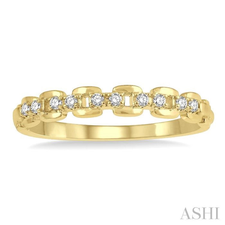 1/10 Ctw Box Chain Link Round Cut Diamond Stack Band in 14K Yellow Gold
