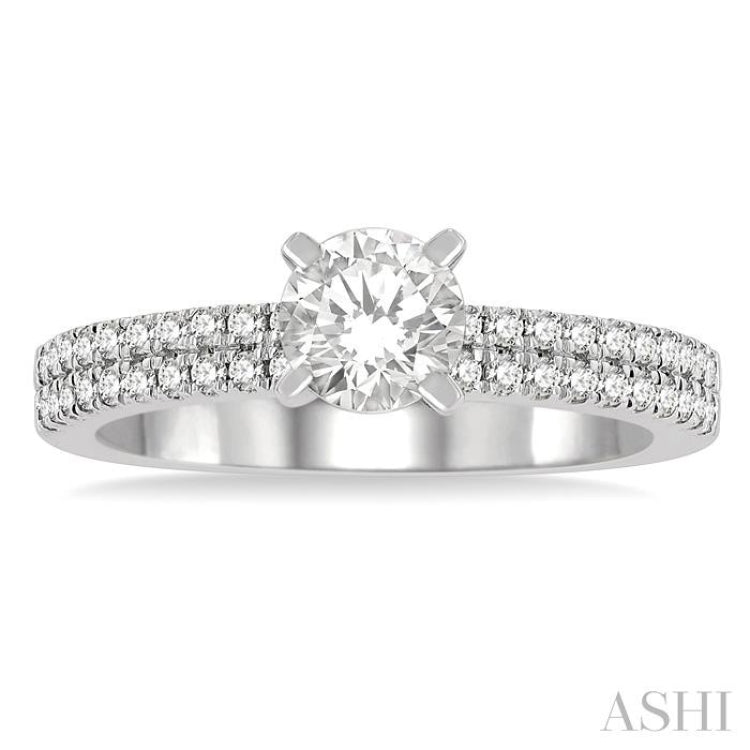 1/3 Ctw Round Cut Diamond Semi-Mount Engagement Ring in 14K White Gold