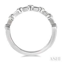 1/10 Ctw Bezel Set Round Cut Diamond Stackable Wedding Band in 14K White Gold