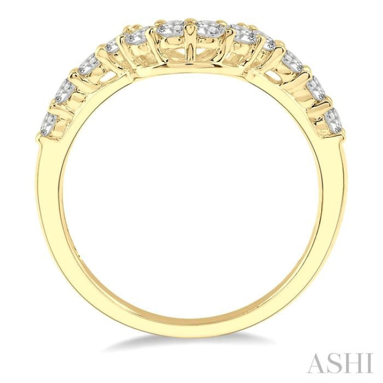 1/2 Ctw U-Drop Round Cut Diamond Wedding Band in 14K Yellow Gold