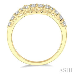 1/2 Ctw U-Drop Round Cut Diamond Wedding Band in 14K Yellow Gold