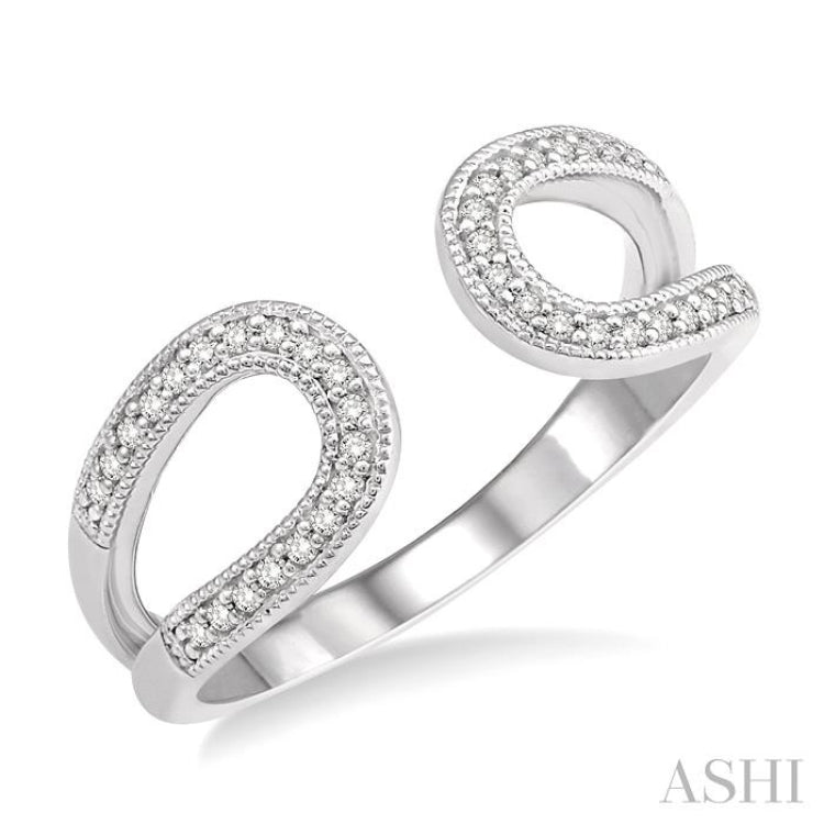 1/6 Ctw Horseshoe Style Open-End Round Cut Diamond Ladies Ring in 10K White Gold
