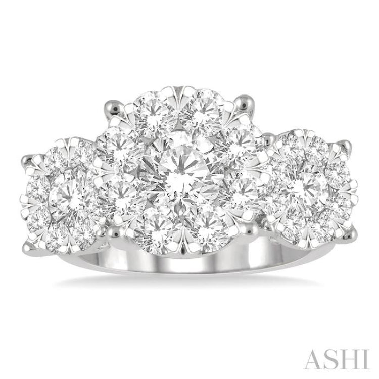 3 Ctw Lovebright Round Cut Diamond Ring in 14K White Gold