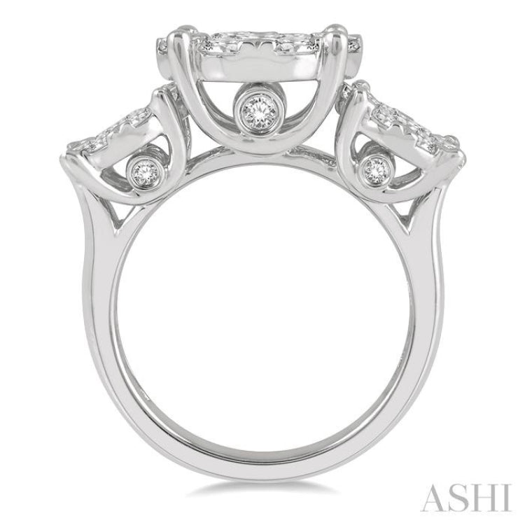 3 Ctw Lovebright Round Cut Diamond Ring in 14K White Gold