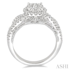 3/4 Ctw Round Cut Diamond Lovebright Ring in 14K White Gold