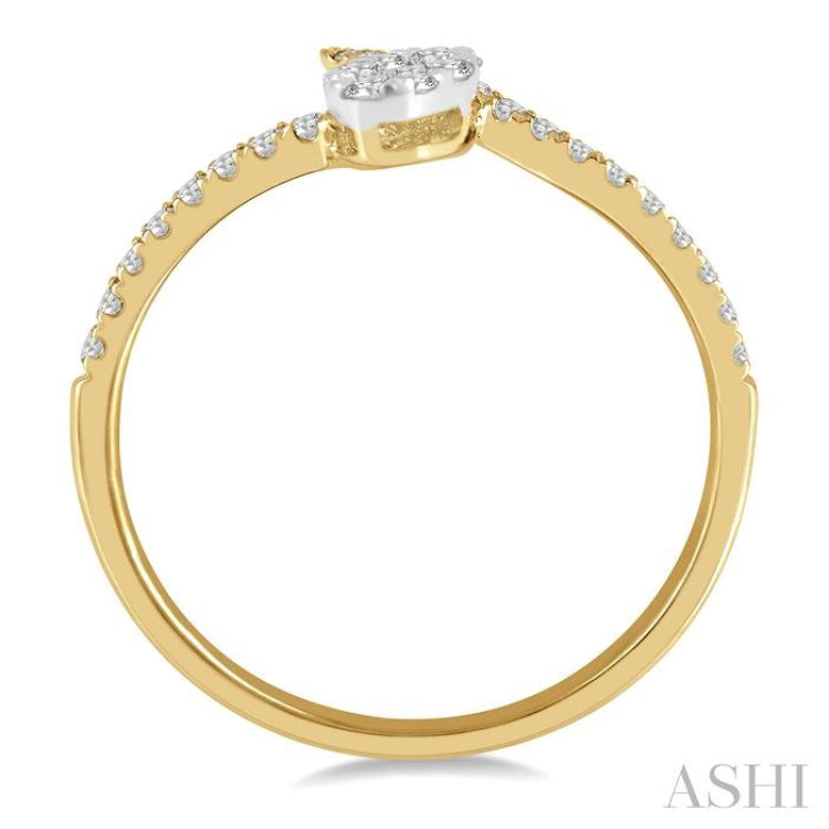 1/4 Ctw Open-End Oval Mount Lovebright Round Cut Diamond Ladies Ring in 14K Yellow and White Gold