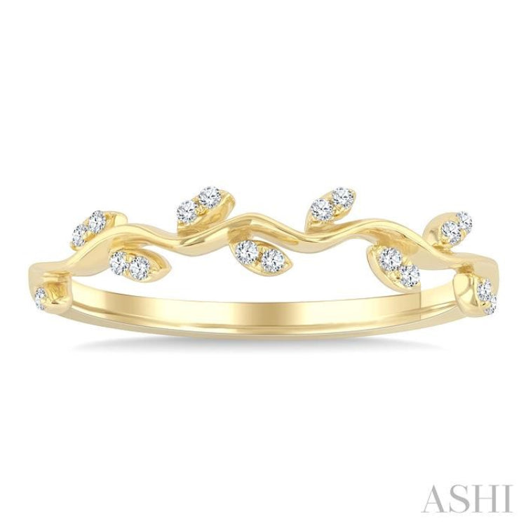 1/10 Ctw Single Cut Diamond Leaf Stackable Band in 10K Yellow Gold