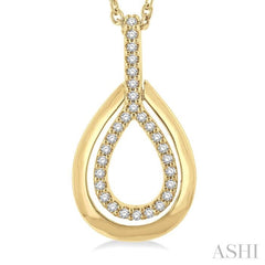 1/10 Ctw Petite Pear Shape Round Cut Diamond Fashion Pendant With Chain in 10K Yellow Gold