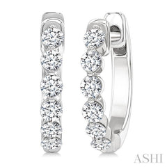 1/2 Ctw Prong Set Round Cut Diamond Hoop Earrings in 14K White gold