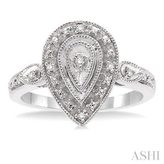 1/20 Ctw Pear Shape Single Cut Diamond Ring in Sterling Silver