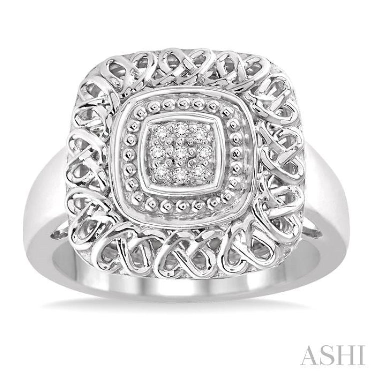 1/20 Ctw Cushion Shape Single Cut Diamond Ring in Sterling Silver