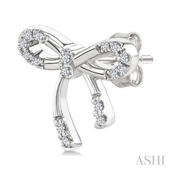 1/10 Ctw Bow Single Cut Diamond Fashion Earrings in Sterling Silver