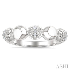 1/20 Ctw Bold Bead Design Single Cut Diamond Fashion Ring in Sterling Silver