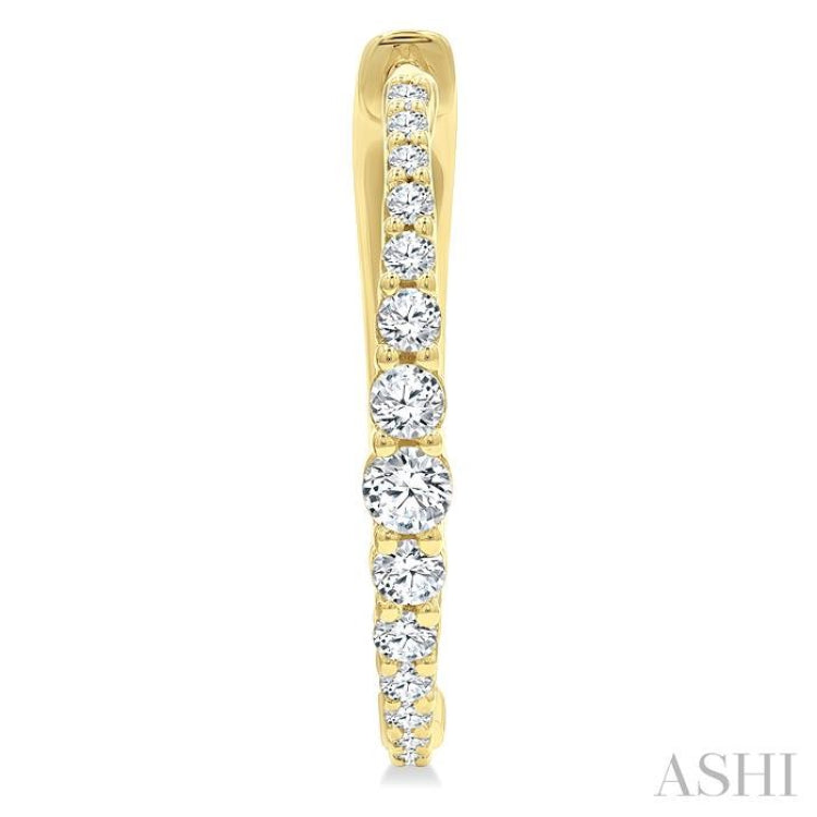 1/2 Ctw Round Cut Diamond Graduated Riviera Hoop Earrings in 14K Yellow Gold