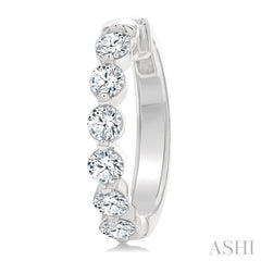 1 1/2 Ctw Prong Set Round Cut Diamond Hoop Earrings in 14K White gold