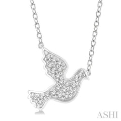 1/10 Ctw Petite Dove Round Cut Diamond Fashion Pendant With Chain in 10K White Gold