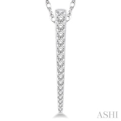 1/5 Ctw Spike Round Cut Diamond Pendant With Link Chain in 14K White Gold