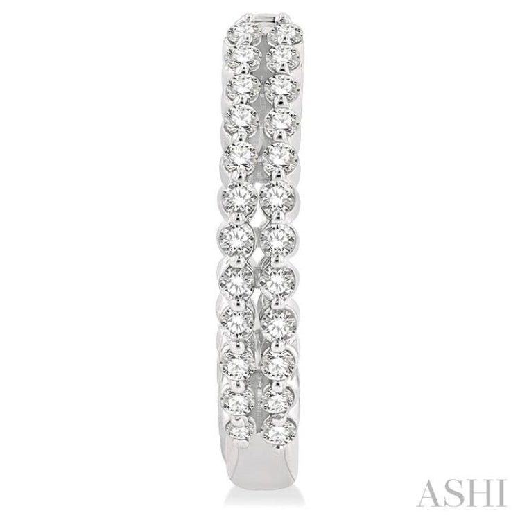 1/4 Ctw Petite Twin Row Round Cut Diamond Fashion Huggies in 10K White Gold