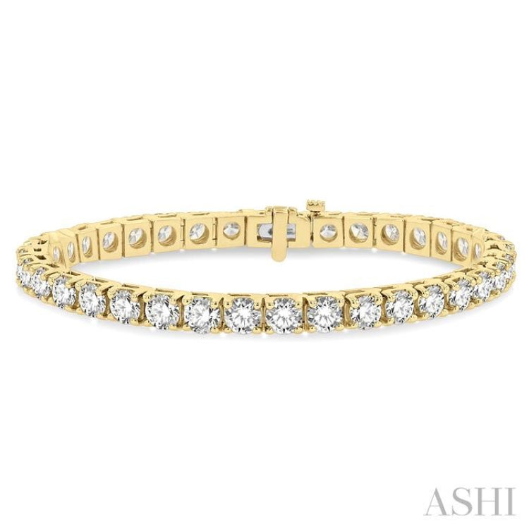 12 Ctw Square Shape Round Cut Diamond Tennis Bracelet in 14K Yellow Gold