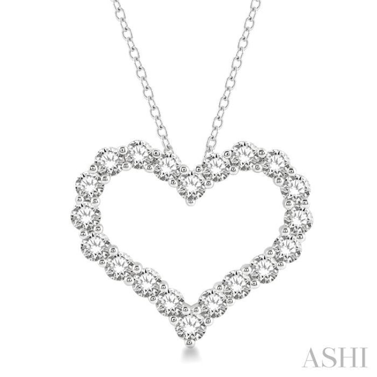 3 Ctw Heart Shape Round Cut Diamond Pendant With Chain in 14K White Gold