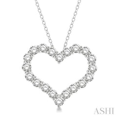 3 Ctw Heart Shape Round Cut Diamond Pendant With Chain in 14K White Gold